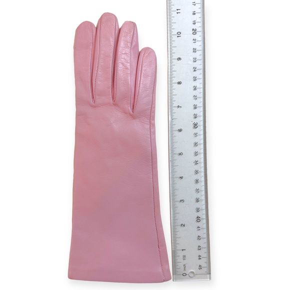 Vintage Light Pink Leather Gloves, Size M - Picture 6 of 8